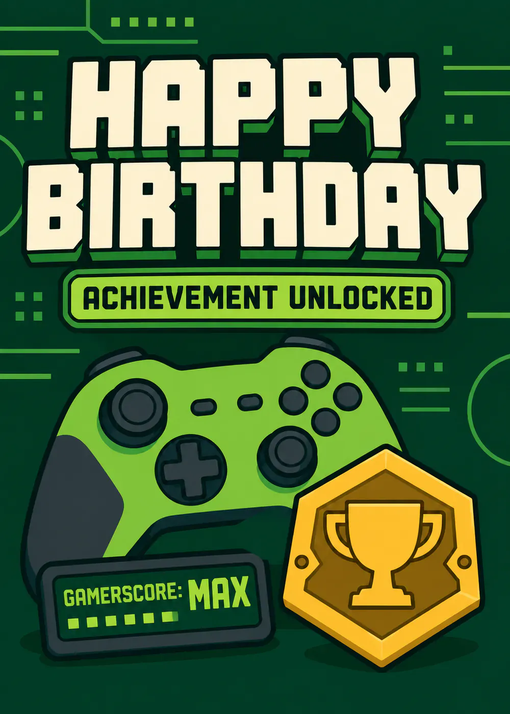 Achievement Unlocked - gaming birthday card by Gamerly