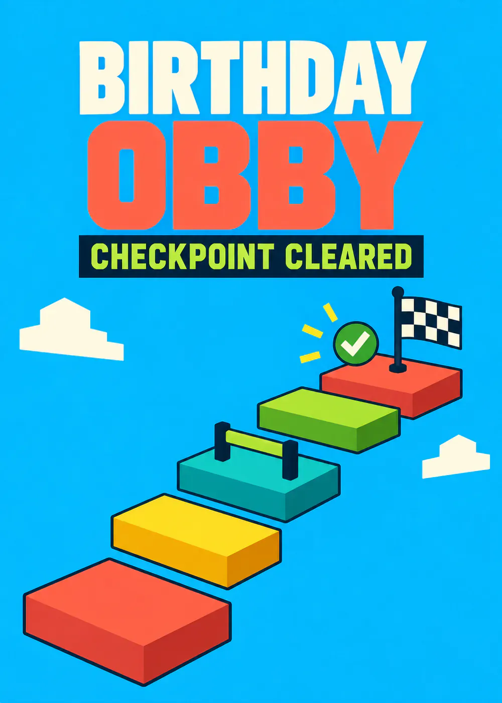Birthday Obby: Checkpoint Cleared - gaming birthday card by Gamerly