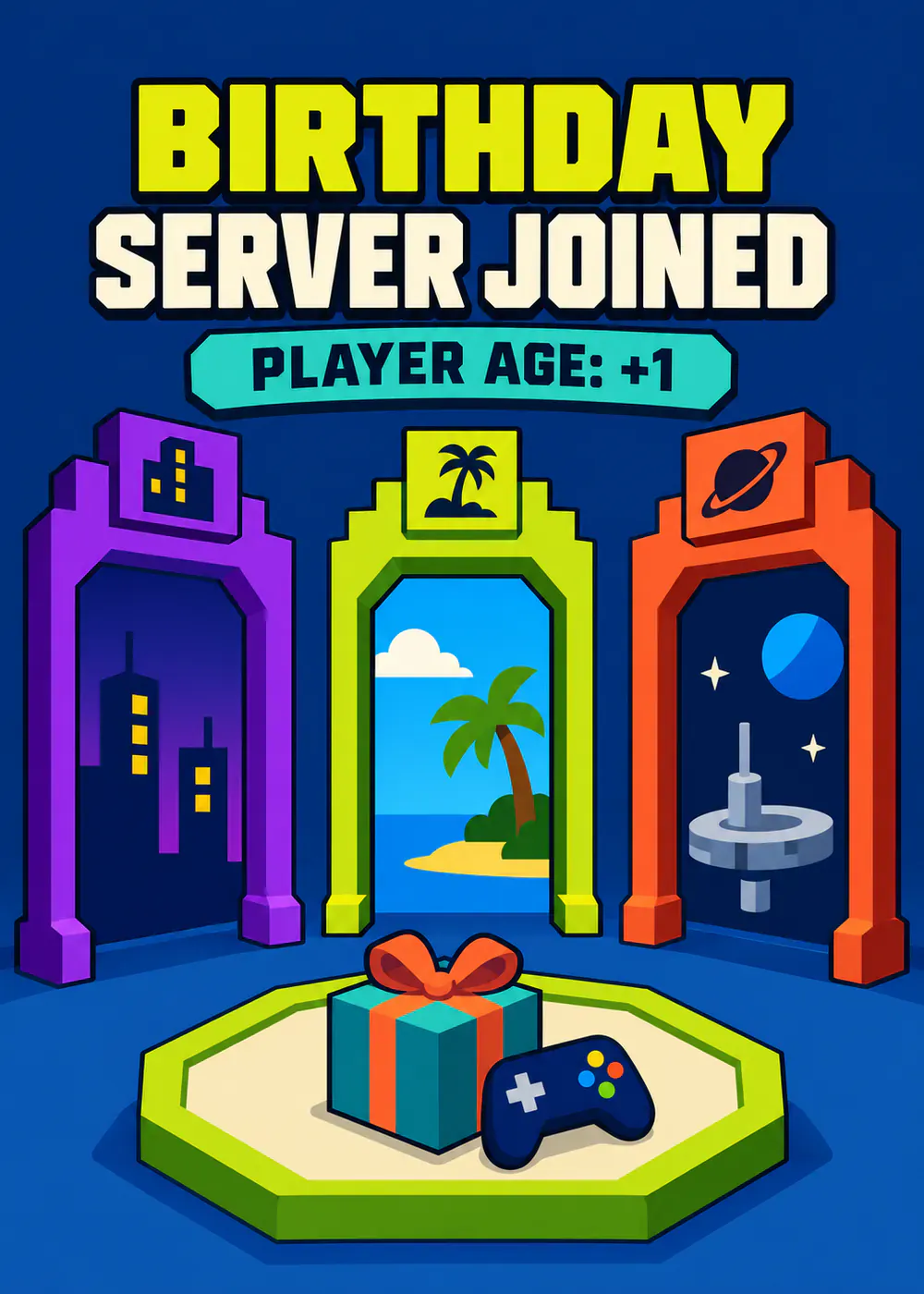 Birthday Server Joined - gaming birthday card by Gamerly