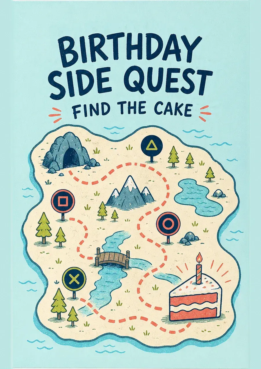 Birthday Side Quest - gaming birthday card by Gamerly