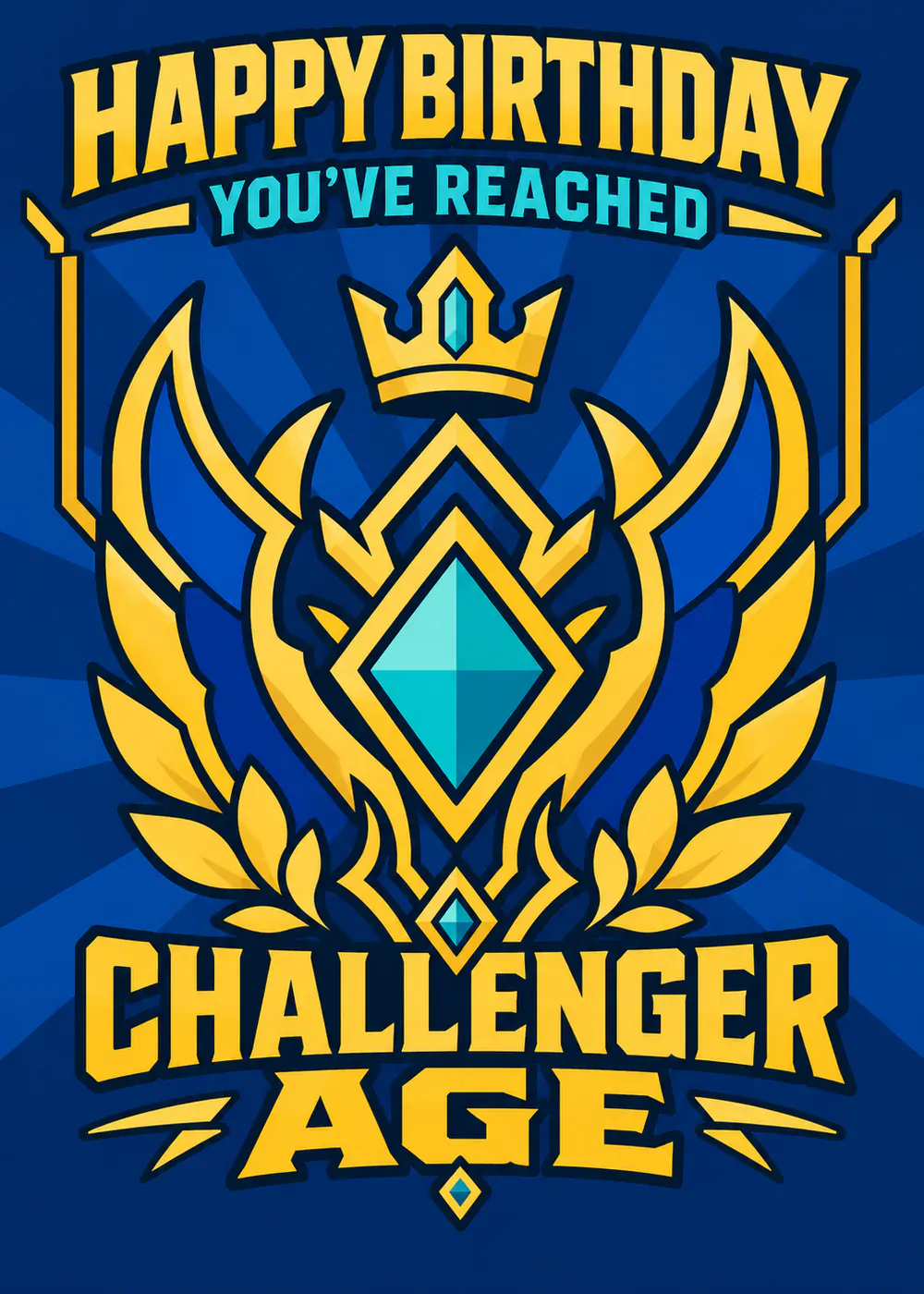Challenger Age - gaming birthday card by Gamerly
