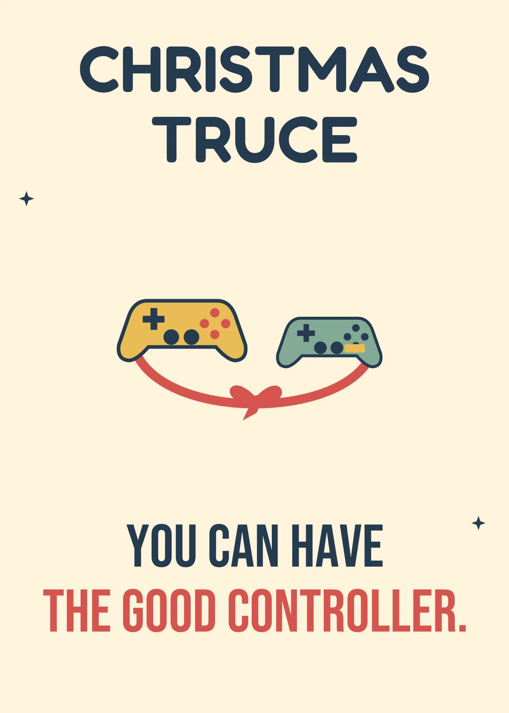 Christmas Controller Handoff - gaming Christmas card by Gamerly