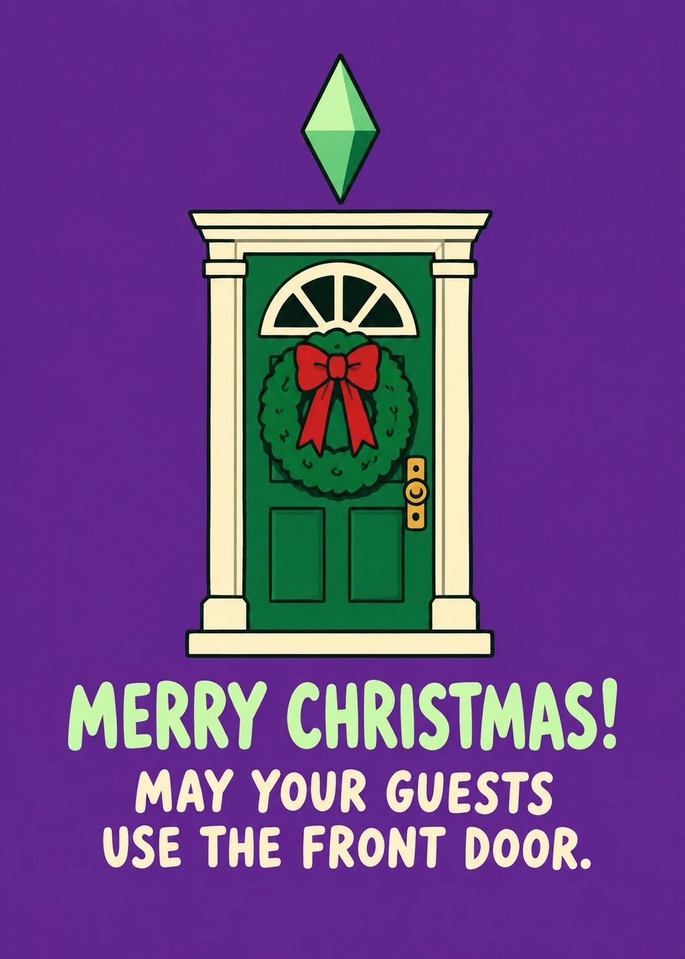 Please Use the Front Door - gaming Christmas card by Gamerly