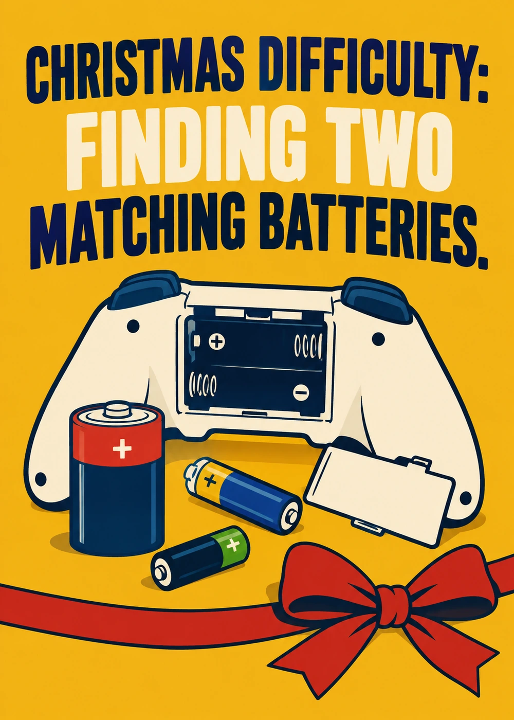 Two Matching Batteries - gaming Christmas card by Gamerly