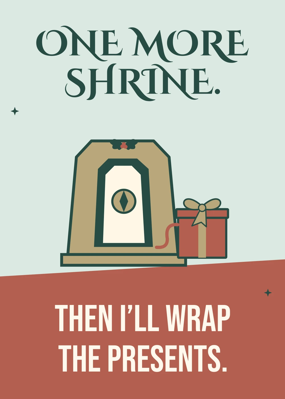 One More Shrine Before Christmas - gaming Christmas card by Gamerly