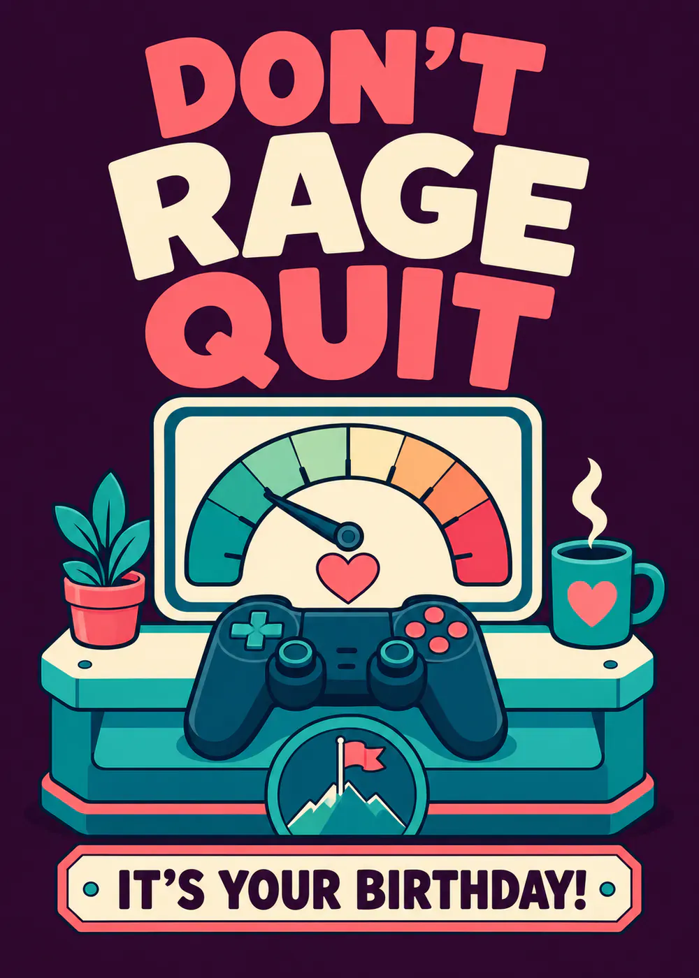 Don’t Rage Quit - gaming birthday card by Gamerly