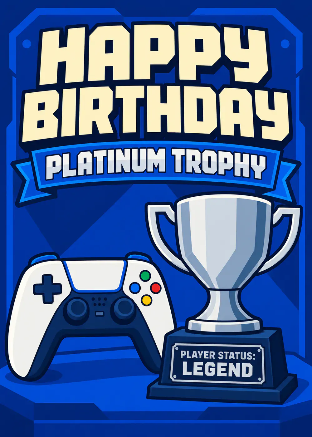 Platinum Trophy - gaming birthday card by Gamerly