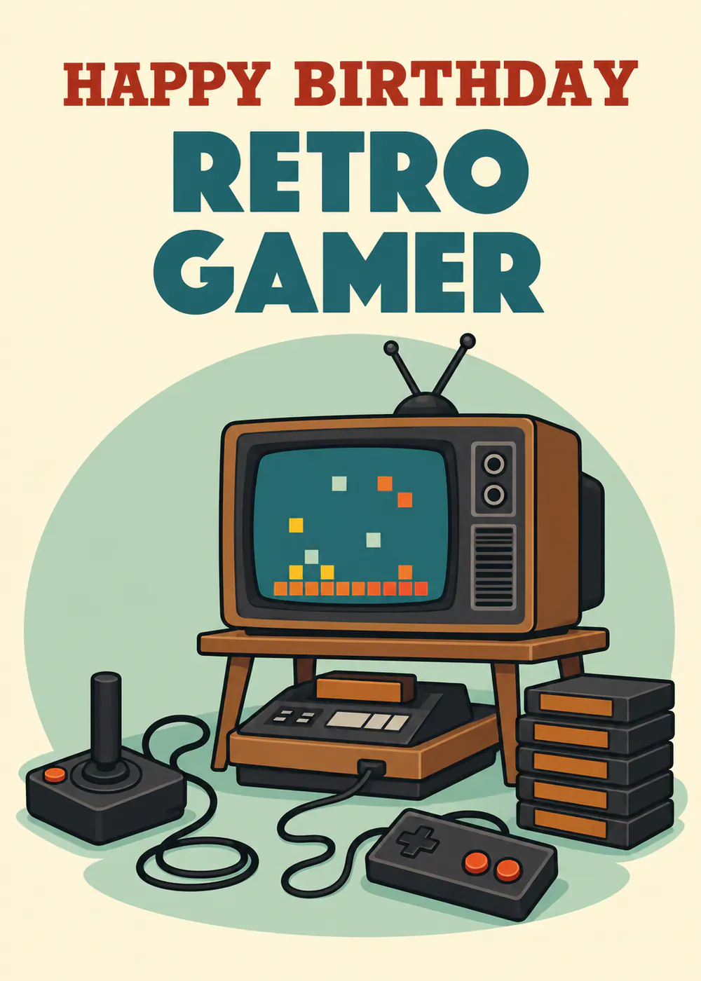 Retro Gamer - gaming birthday card by Gamerly