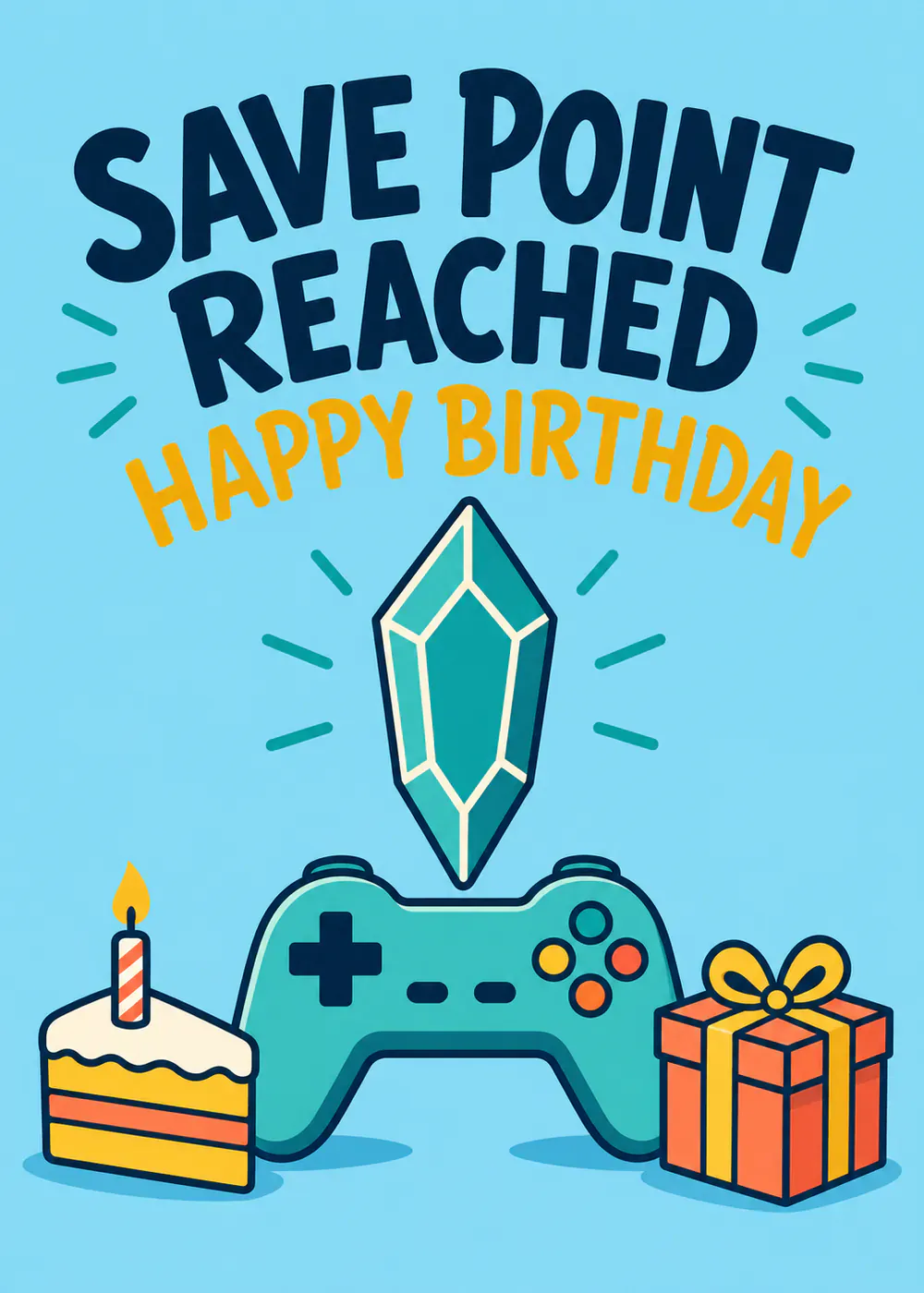 Save Point Reached - gaming birthday card by Gamerly