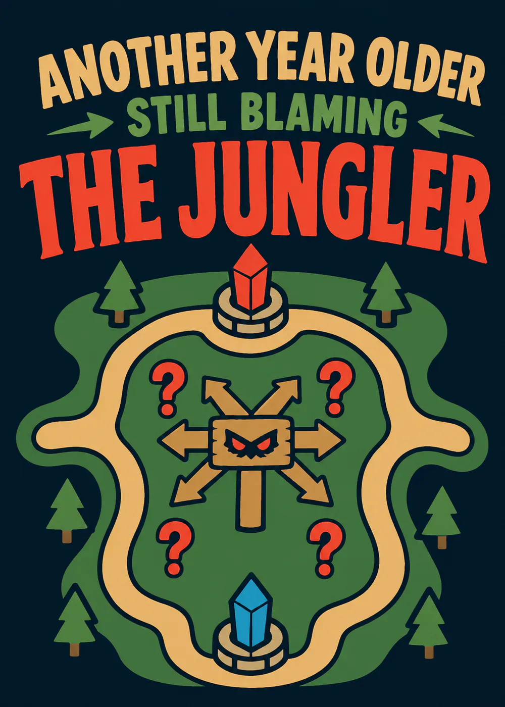 Still Blaming the Jungler - gaming birthday card by Gamerly