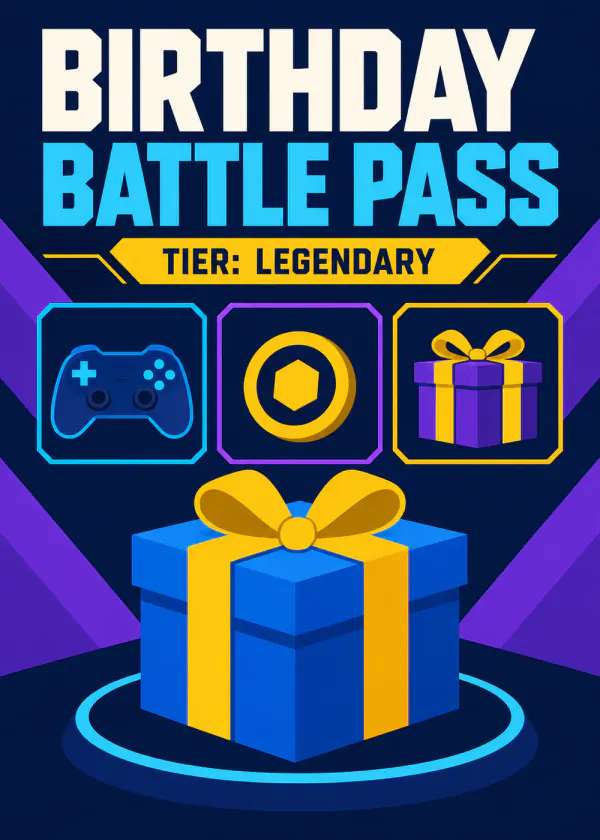 Birthday Battle Pass - gaming birthday card by Gamerly