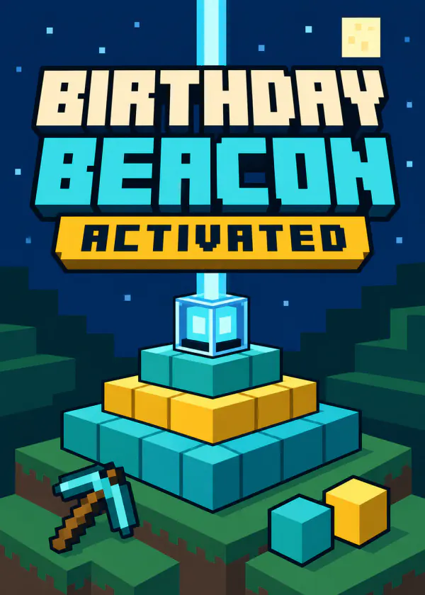 Birthday Beacon Activated - gaming birthday card by Gamerly