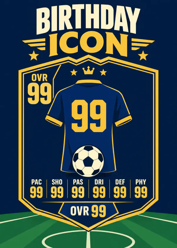 Birthday Icon: OVR 99 - gaming birthday card by Gamerly
