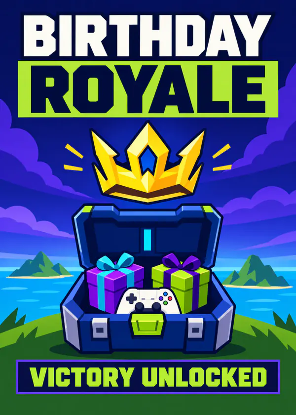 Birthday Royale - gaming birthday card by Gamerly