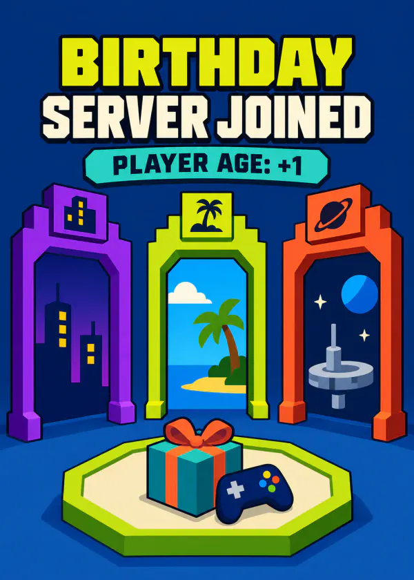 Birthday Server Joined - gaming birthday card by Gamerly