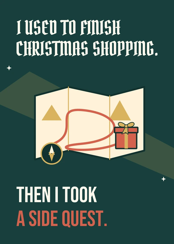 Another Christmas Quest - gaming Christmas card by Gamerly