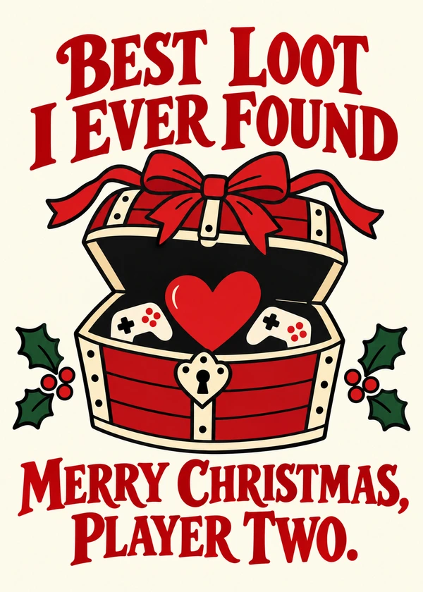 Best Loot I Ever Found - gaming Christmas card by Gamerly