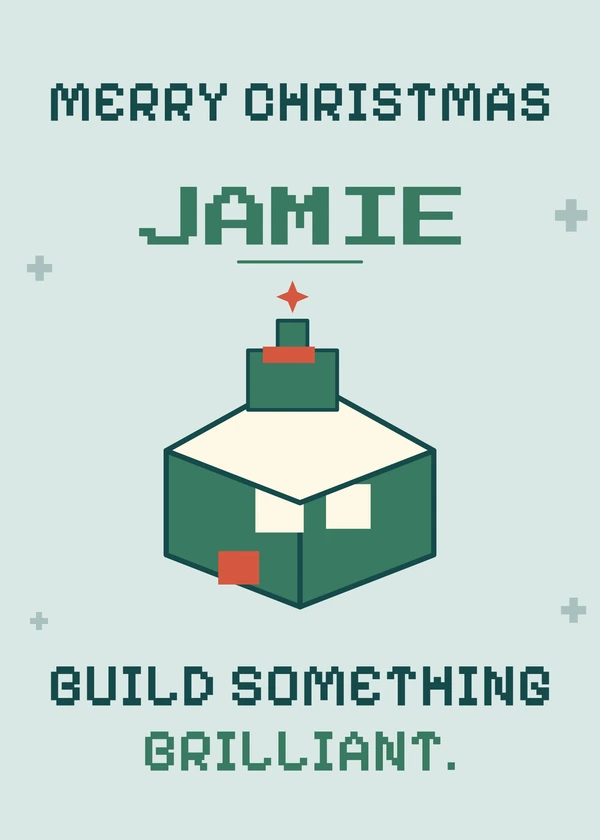Block Legend - gaming Christmas card by Gamerly