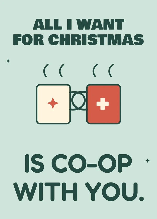Christmas Co-op - gaming Christmas card by Gamerly