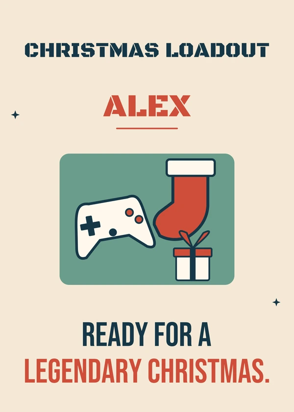 Christmas Loadout - gaming Christmas card by Gamerly