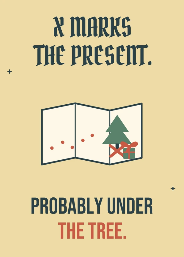 Christmas Treasure Map - gaming Christmas card by Gamerly