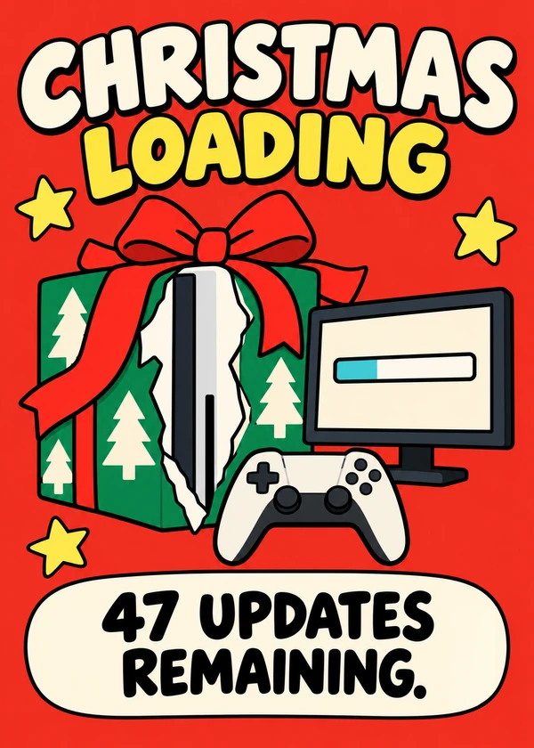 Christmas Loading - gaming Christmas card by Gamerly