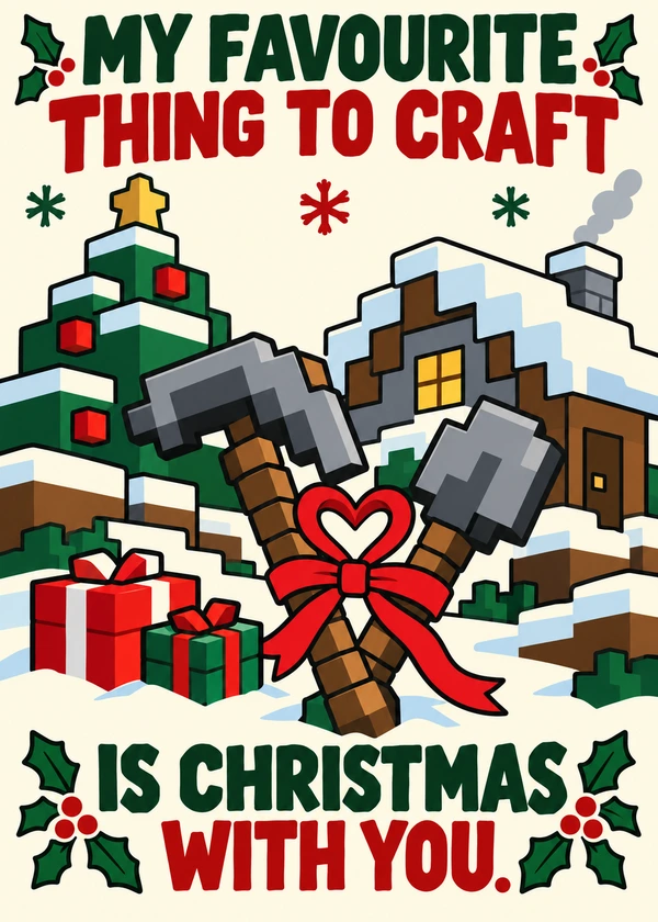 Crafting Christmas Together - gaming Christmas card by Gamerly
