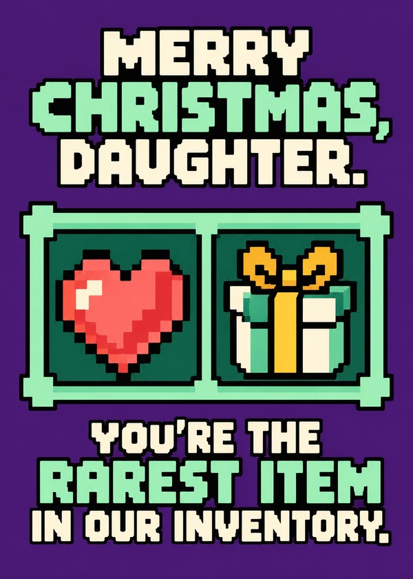 Rarest Item Christmas Card for Daughter - gaming Christmas card by Gamerly