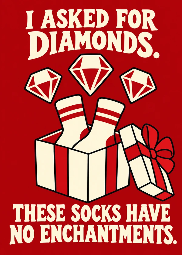 Diamond Wish List - gaming Christmas card by Gamerly