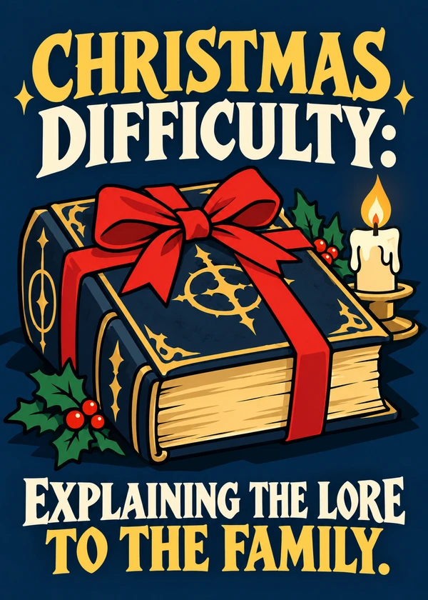 The Christmas Lore Difficulty - gaming Christmas card by Gamerly