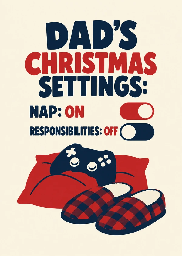 Dads Christmas Settings - gaming Christmas card by Gamerly