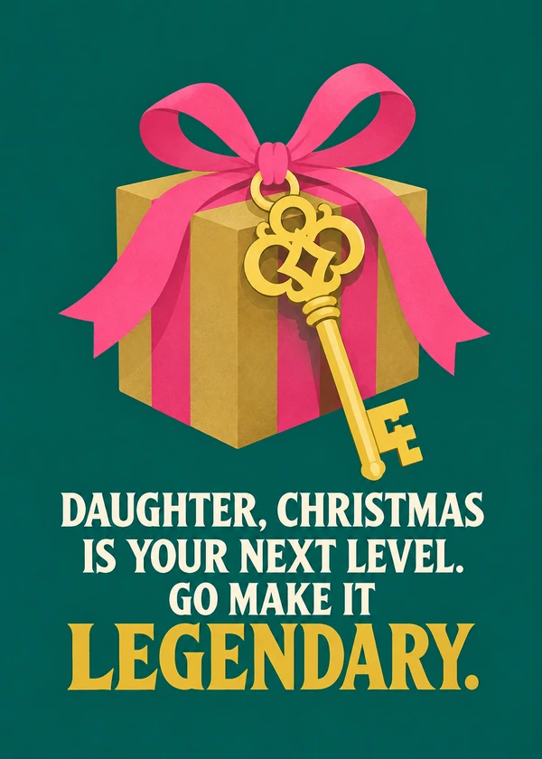 Daughter Next Christmas Level - gaming Christmas card by Gamerly