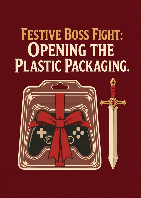 Festive Packaging Boss Fight - gaming Christmas card by Gamerly