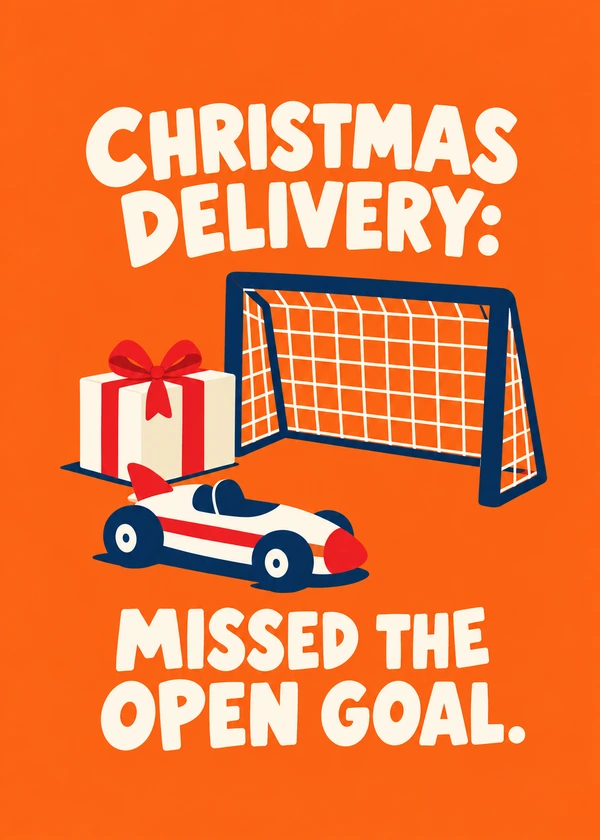 Missed the Festive Open Goal - gaming Christmas card by Gamerly