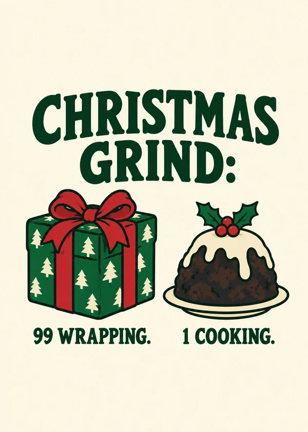 Ninety Nine Wrapping One Cooking - gaming Christmas card by Gamerly