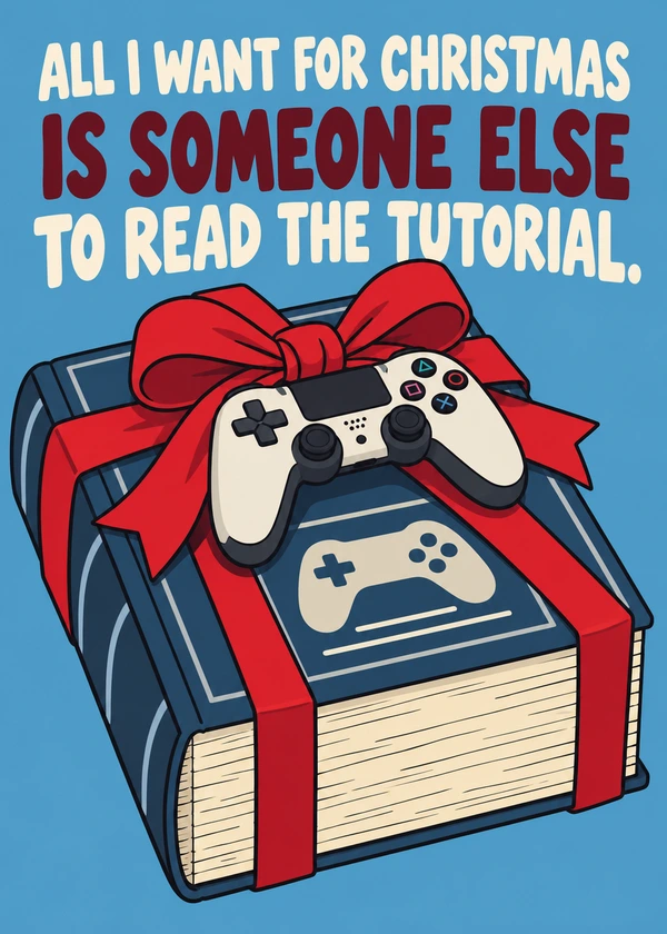 Someone Else Read the Tutorial - gaming Christmas card by Gamerly