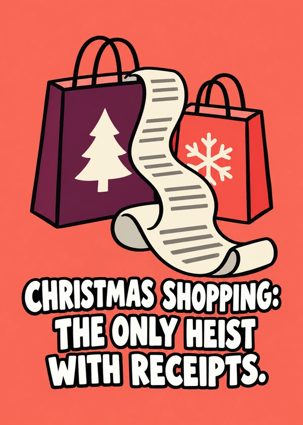 The Christmas Receipt Heist - gaming Christmas card by Gamerly