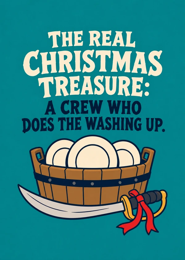 The Crew Who Washes Up - gaming Christmas card by Gamerly