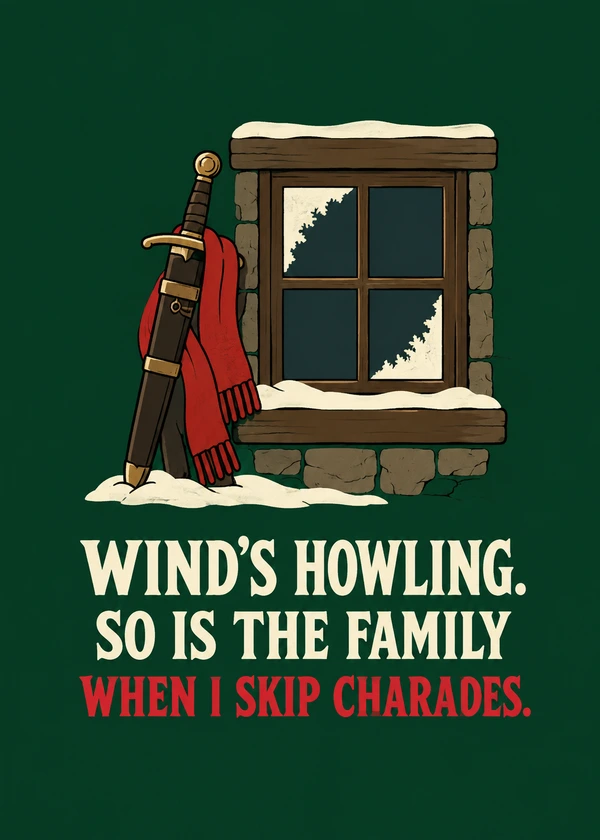 Winds Howling Charades - gaming Christmas card by Gamerly