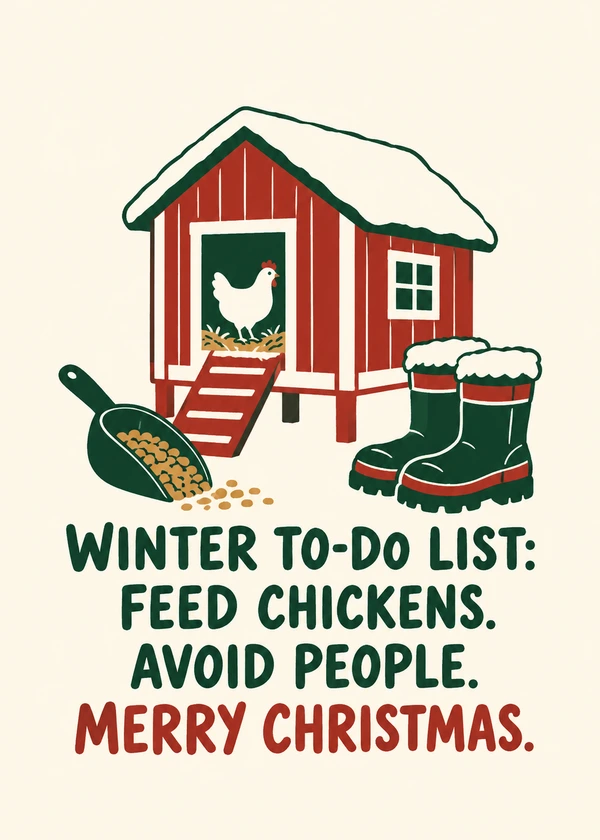 Winter Farm Social Plans - gaming Christmas card by Gamerly