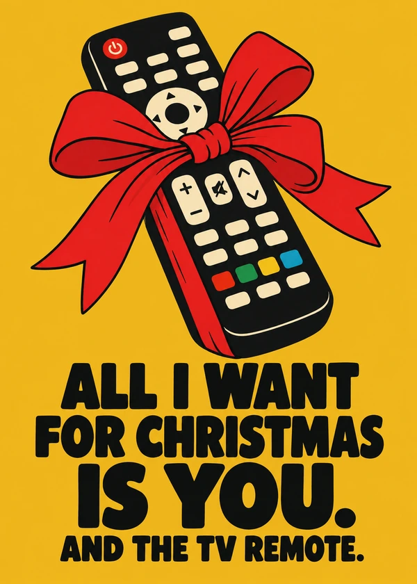 You and the TV Remote - gaming Christmas card by Gamerly