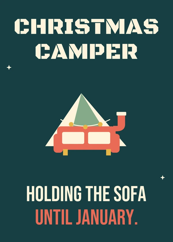 Festive Camper - gaming Christmas card by Gamerly