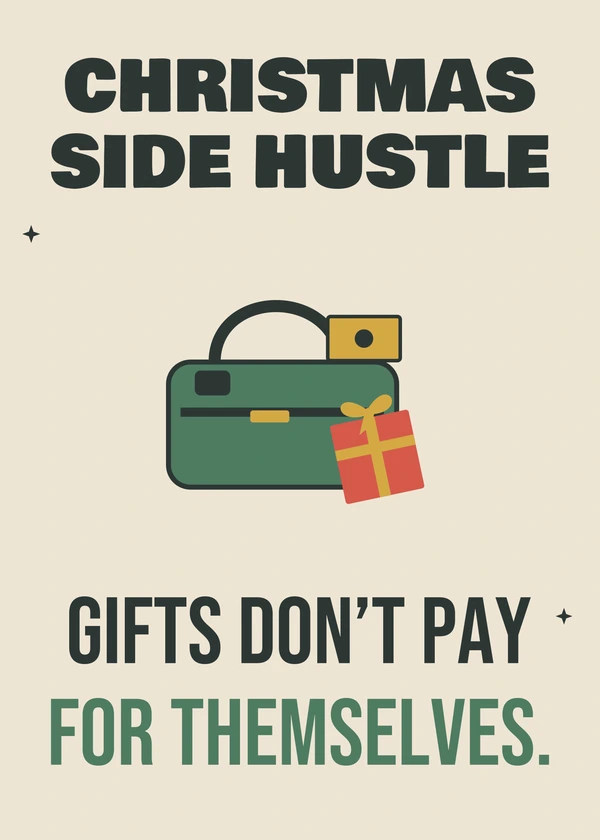 Festive Side Hustle - gaming Christmas card by Gamerly