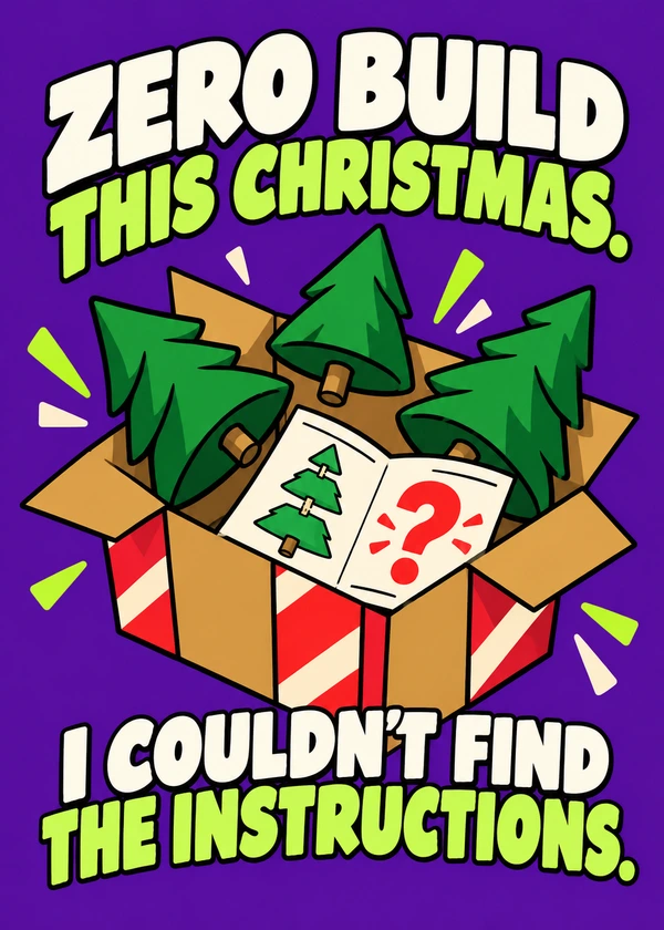 Zero Build Christmas Instructions - gaming Christmas card by Gamerly
