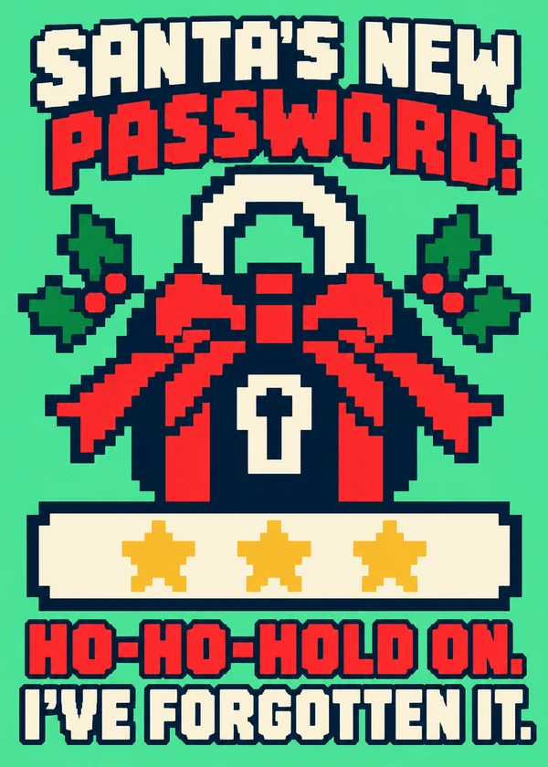 Santa Forgot the Password - gaming Christmas card by Gamerly