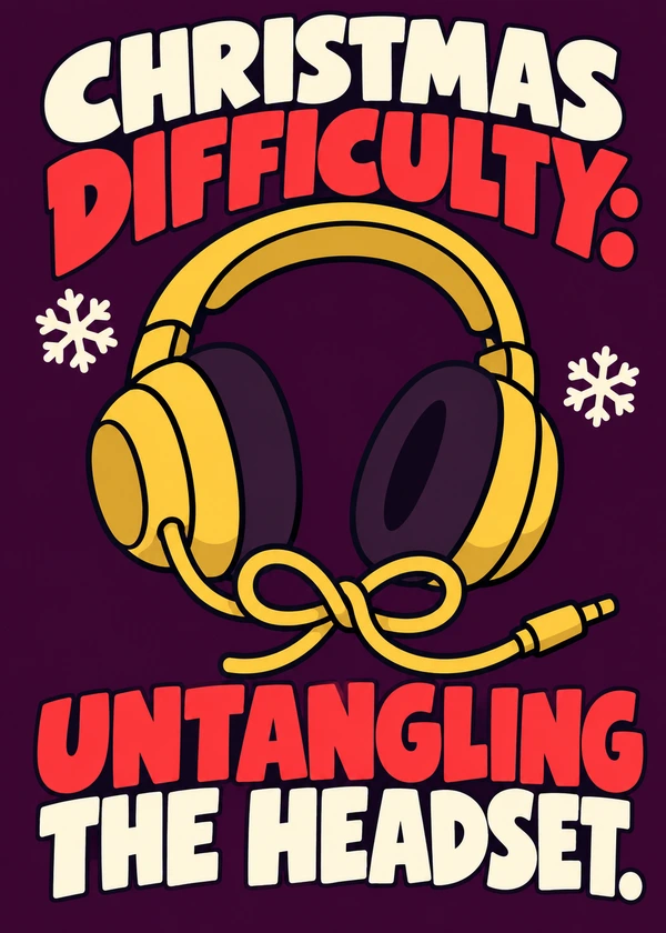 The Christmas Headset Challenge - gaming Christmas card by Gamerly