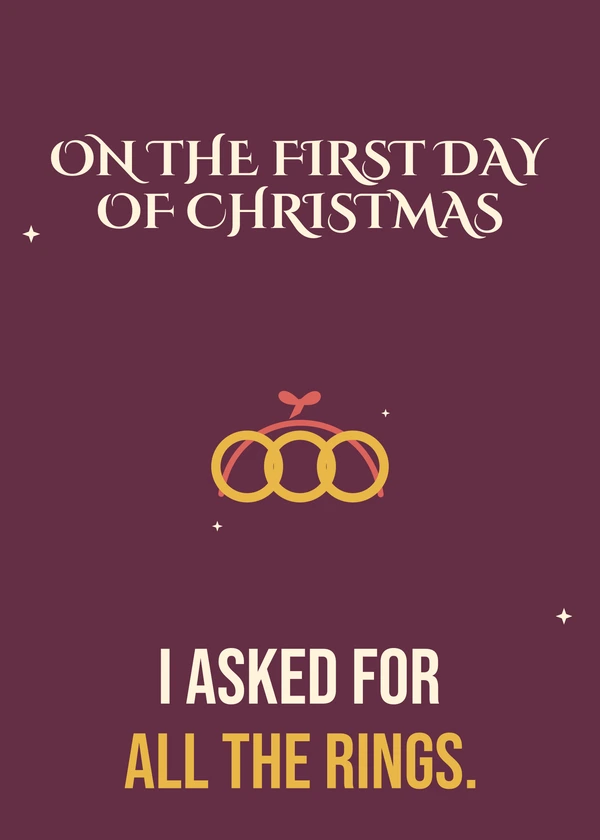 Golden Rings Wish List - gaming Christmas card by Gamerly