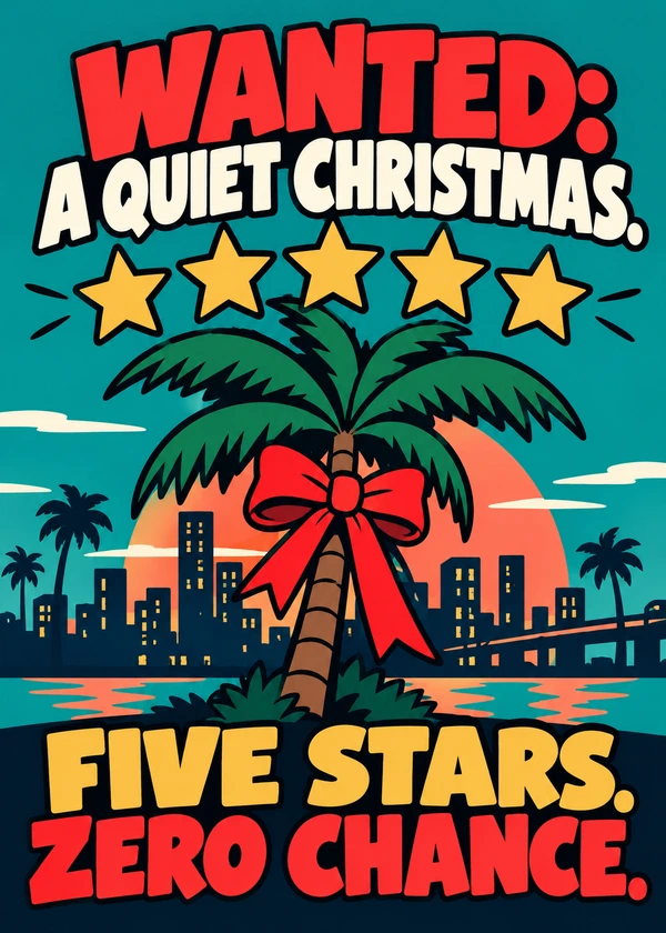 Wanted: A Quiet Christmas - gaming Christmas card by Gamerly
