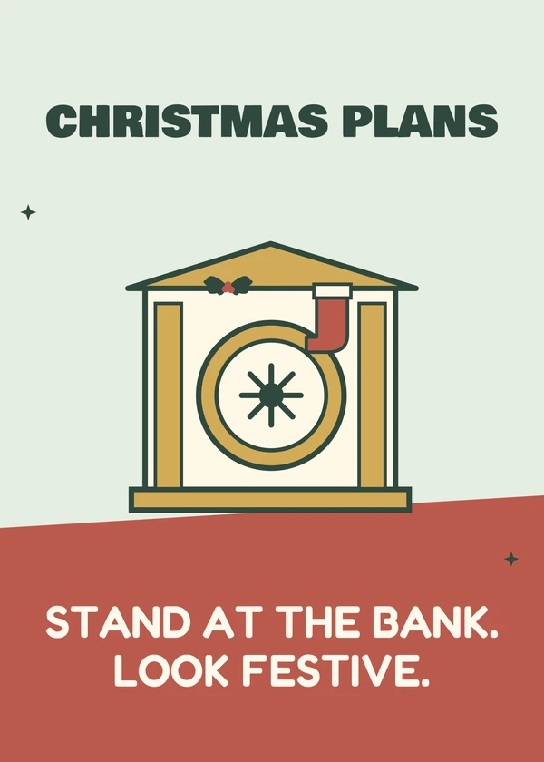 Holiday Bank Standing - gaming Christmas card by Gamerly