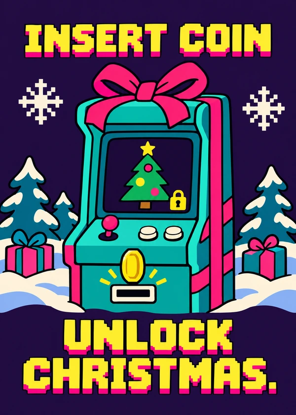 Insert Christmas Coin - gaming Christmas card by Gamerly